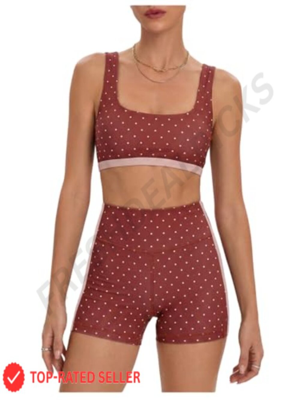 Women's Polka Dots 2-Piece Workout Set Sleeveless Yoga Outfit with Shorts
